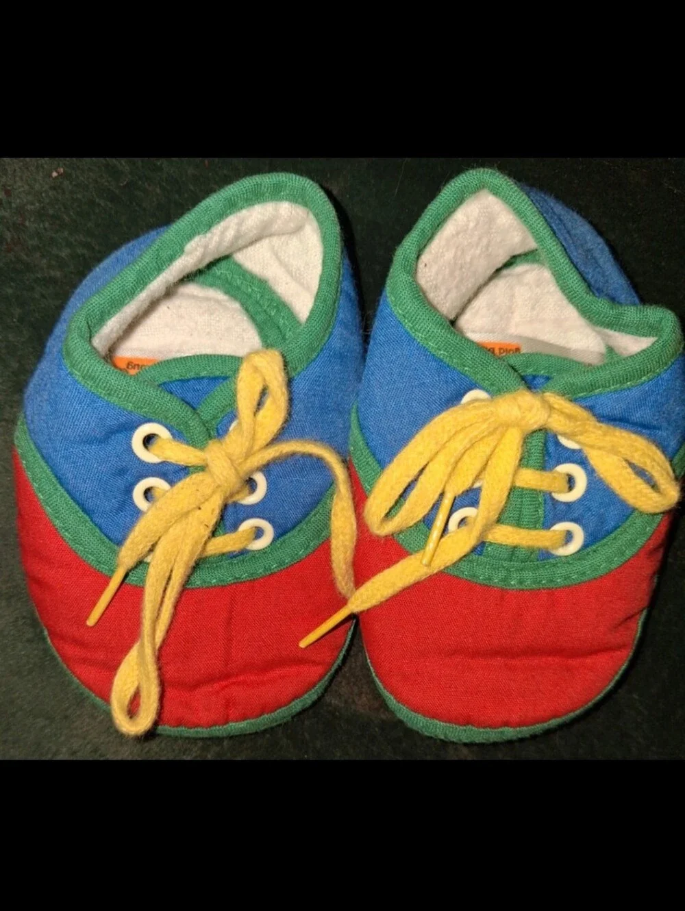 Vintage Red Blue Green Yellow Baby Shoes
